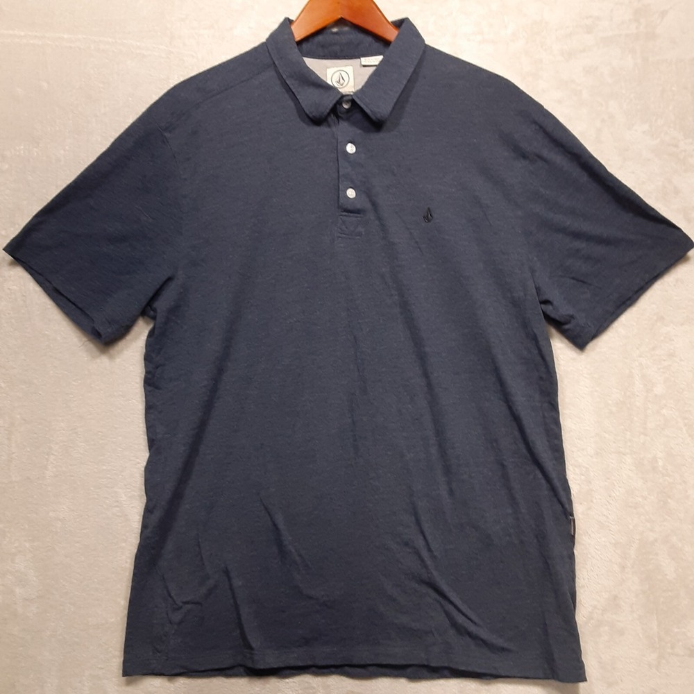 Volcom Mens Soft Classic Polo Shirt Sz.XL/Dark Blue Heather-Black Logo
